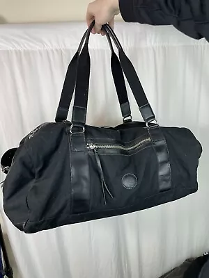 Roots Genuine Leather Duffle Bag Black Cotton Material Nationwide Tag • $65