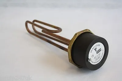 Genuine Tesla! 11  Copper Hot Water Immersion Heater Element + Thermostat • £24.43