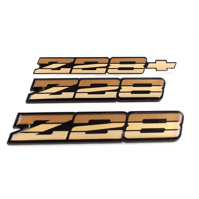 82-87 Camaro Z28 OEM Tri Color Gold Rocker Emblem Set *Z28TRIGOLDOEREP • $99.95