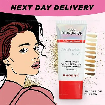 £0.99 • Buy Phoera Naturally Flawless Full Coverage Oil Free Soft Matte Liquid Foundation