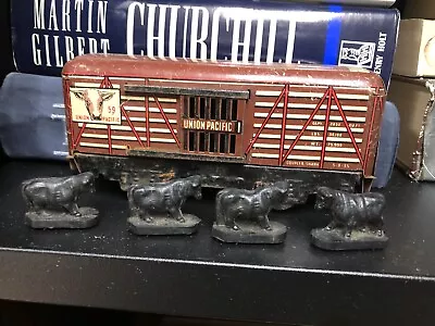 Vintage MARX Trains 59 Union Pacific Tin Lithographed CATTLE CAR • $20