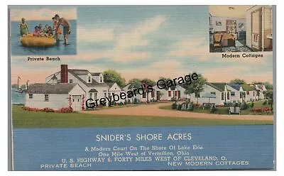 Snider's Shore Acres Mot4el VERMILION OH Ohio Vintage Postcard • $4.99