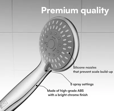 Universal Handheld Bath Shower Head High Water Pressure 5 Spray Mode H&S • £8