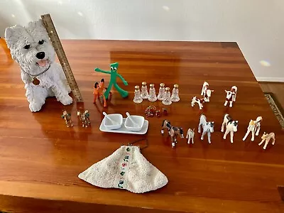 Maltese Dog Statue 12  And Mixed Bag Of Neat Miscellaneous Stuff • $15