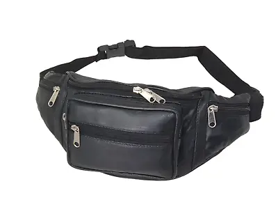 £7.99 • Buy Genuine Leather Travel Waist Bag Bum Bag Hip Pouch Belly Pack 6 Zip Compartments