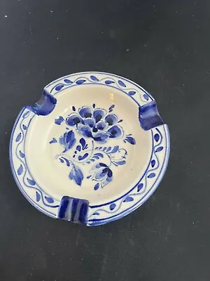 Vintage Royal Delft Blue Holland Ashtray 4 Inch Hand-painted Deep Floral Center • $10.88