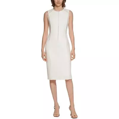 Calvin Klein Womens Ivory Scuba Embellished Cocktail Sheath Dress 8 BHFO 7186 • $18.99