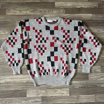 Vintage Brian MacNeil Acrylic Knit Sweater; Men’s Medium; Geometric; Grandpa • $35