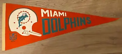 1967 NFL MIAMI DOLPHINS  Vtg Logo Flag Pennant Banner 30 X12  Made In USA • $99
