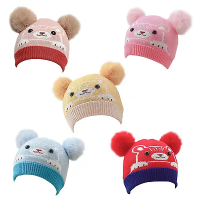 Baby PomPom Hat Bobble Beanie Lined Knitted Winter Warm Boy Girl Newborn 0-18M • £2.99