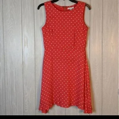 Delia's Dark Salmon Color Polka Dot Skater Dress Sleeveless Swing Sz 5 • $14.99