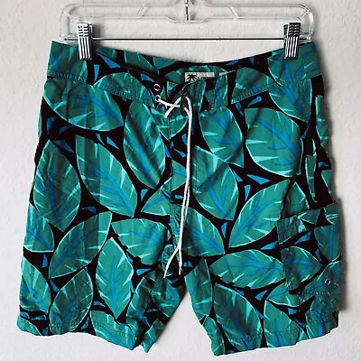 J.Crew Original Swimwear Men's Palm Leaf Print Board Swim Cargo Shorts 30 • $10.95