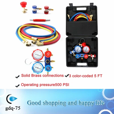 $54 • Buy R-134A Air Conditioning AC Diagnostic A/C Manifold Gauge Tool Set Refrigeration