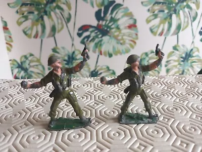 Vintage Authenticast WW2 American Infantry Lead Soldiers Military Troops X 2 • £0.99