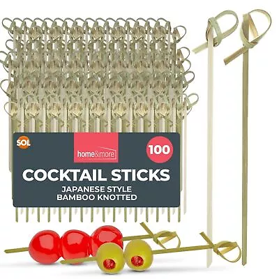 100pk Bamboo Knot Shape Cocktail Sticks Japanese Style Party Food Skewers Picks • £3.99