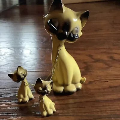 Vintage Norleans Japan Kitschy- Chained Cat Family Siamese • $99.99