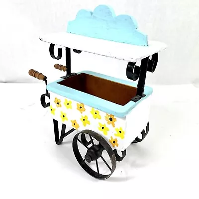 Metal Wood Flower Planter Cart Wagon Plant Stand Decor Hand Painted • $15.26