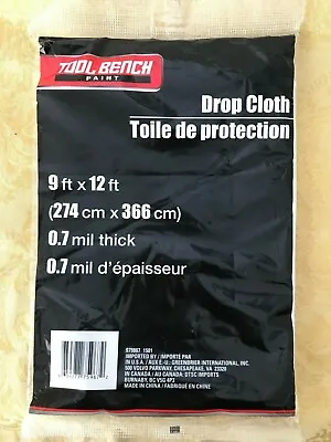 $4.99 • Buy Drop Cloth 9ft X 12ft Plastic Paint Floor Furniture Dust Protector 0.7 Mil NIP