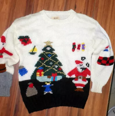 Vintage 80's Ritz Brand Knit Acrylic Christmas Sweater Ugly Tacky Party Size S  • $49.99