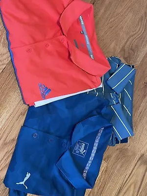 Lot Of 3 Men's Golf Polo Shirts Size Large Puma Under Armor Adidas • $15.99