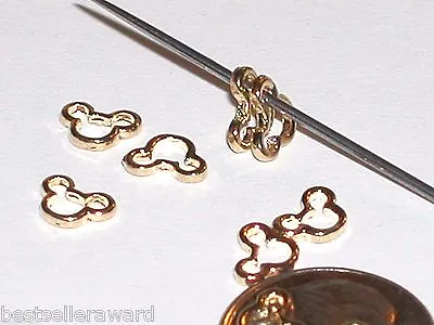 2pc Miniature Dollhouse Tiny Little Gold Plated Mickey Mouse Charm 3d Flatbacks • $4