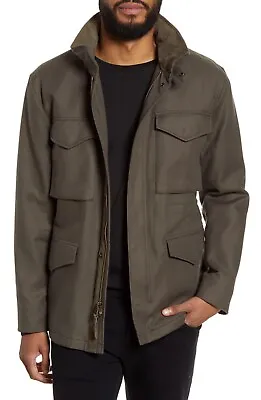 $595 Vince Suede Trim Slim Fit Field Jacket Olive Military Green S • $358