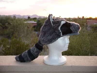 £19.62 • Buy RACCOON Mask HAT Halloween COSTUME Plush ADULT Daniel Boone Cap Badger Racoon
