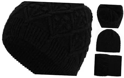 Double Layer Cashmere Yakwool Winter Slouchy Knit Beanie Stocking Hat Mnr Black • $44.42