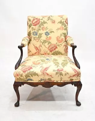 Chippendale Library Chair Mahogany Desk Seat 1890 • £750