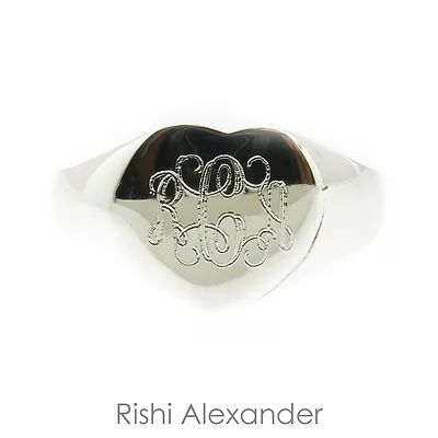 925 Sterling Silver Signet Heart Monogram Ring Child & Teen Sizes • $23.99