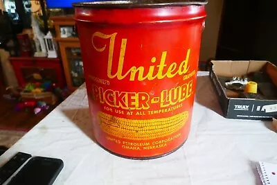 1955 5 Gallon Oil Can United Picker Lube Omaha Nebraska VERY RARE Lot 23-85-CH • $75