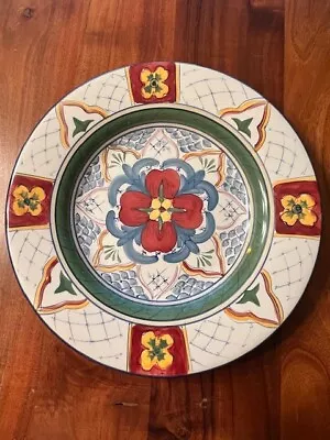 Spanish Style Dinner Plates 11  Set Of 2 Blue Lattice Floral • $26.95