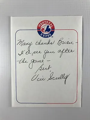 Dodgers Vin Scully Signed Hand Written Note To Expos Clubhouse Employee  • $499.99