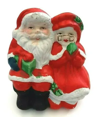 Vintage Cute Mr. Mrs Santa Claus Sitting Cuddled Together Christmas Figurine • $24.50