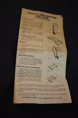 Chiclets Gum Machine And Bank Instructions Original Antique Vintage Hasbro • $6.99