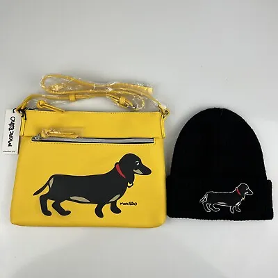 Marc Tetro Dachshund Dog Crossbody Wallet Bag & Beanie HAT Gift Set WIENER DOG • $34.99