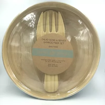 Prima Design Salad Bowl & Server Bamboo Fiber Set BPA Free Dishwasher Safe New • $29.90