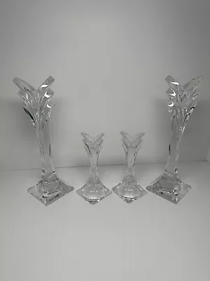 MIKASA Vintage 2 Pair Candle Holders Art Deco Tulip Lead Crystal 5.5 And 9 Inch • $22