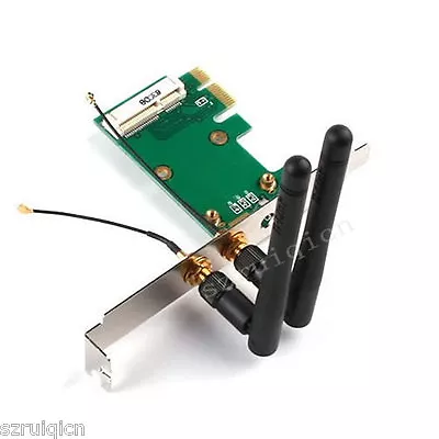 Mini PCI-E To PCI-E X1 Wifi Wireless WLAN Adapter With 2 Antenna • $10.49