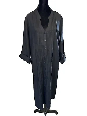 Taillissime La Redoute Creation 16W Dress Black Linen Blend Button Front Midi  • $31.49