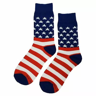 NWT American Flag Dress Socks Novelty Men 8-12 Multicolor Crazy Fun Sockfly • $8.99