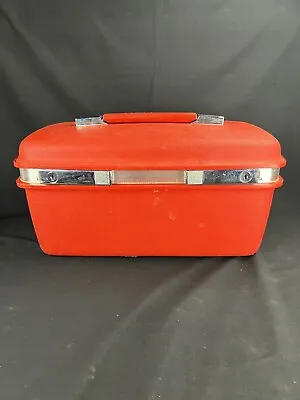 Samsonite Saturn Red Traveling Cosmetic Luggage Case W/ Tray & Mirror Vintage • $28