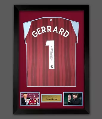 £39.99 • Buy Steven Gerrard Back Signed Aston Villa Football Shirt In A Framed Display