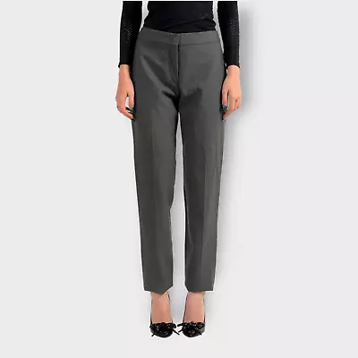 MAX MARA 4-US 36-Italy Heather Charcoal Gray Wool Straight Trouser Pants RP $795 • $136