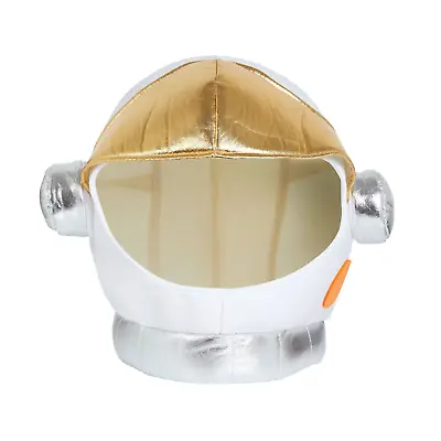 Mens Astronaut Helmet Hat Soft Felt Gold & White Adults Fancy Dress Accessory • £7.49