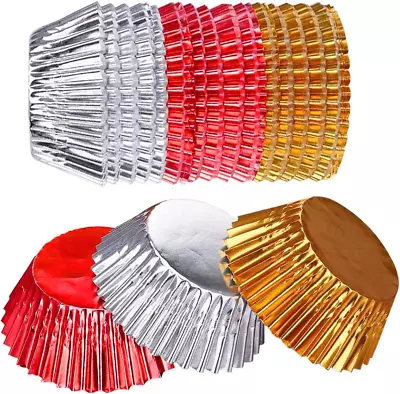 300 Count Foil Metallic Cupcake Liners Muffin Paper Case Baking Cups Standard Si • $22.81
