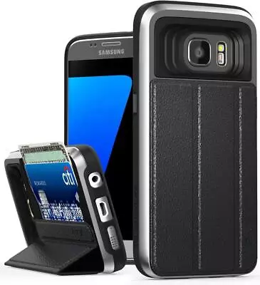 Samsung Galaxy S7 Leather Flip Wallet Card Slot Holder With Kickstand Case • $48.45