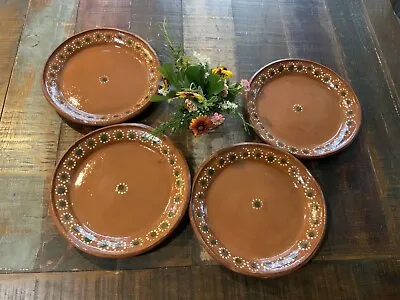 Mexican Redware Clay Barro Dinner Plates Set Of 4 - 10” • $14.99