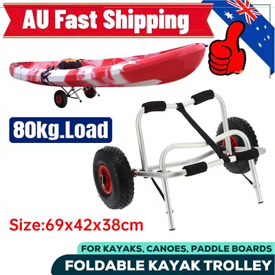 Portable Kayak Trolley Canoe Dual Leg Adjustable Wheel Cart Carrier 80KG • $52.89