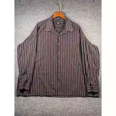 J. Ferrar Button Up Shirt Men's 4X 20-20.5 Purple/Black/White Striped Longsleeve • $12.34